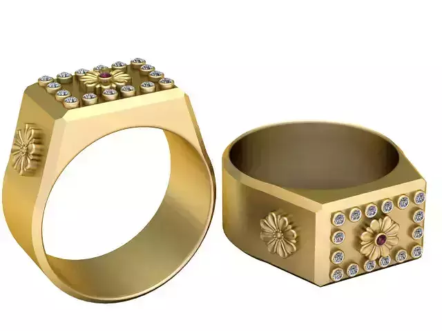 Floral Signet Ring 3D PRINTABLRE