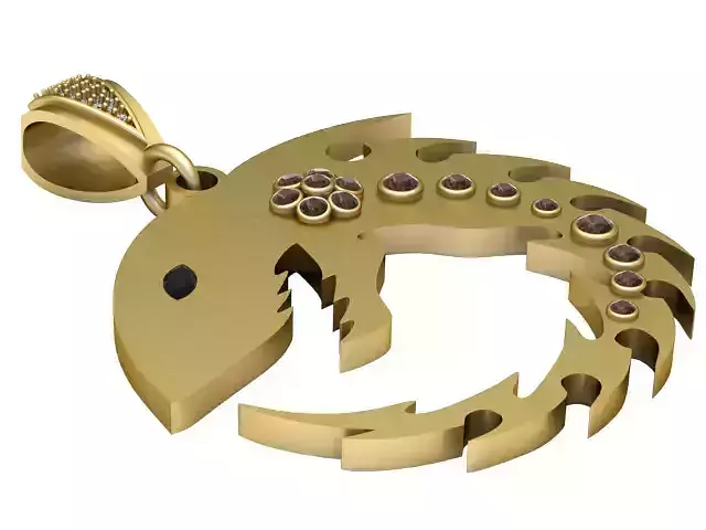 3D Printable Scorpion-Inspired Gold Pendant