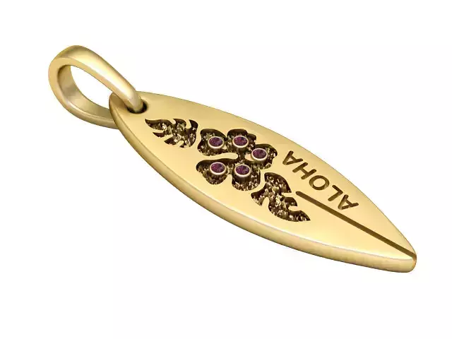 3D Printable Aloha-Inspired Gold Pendant