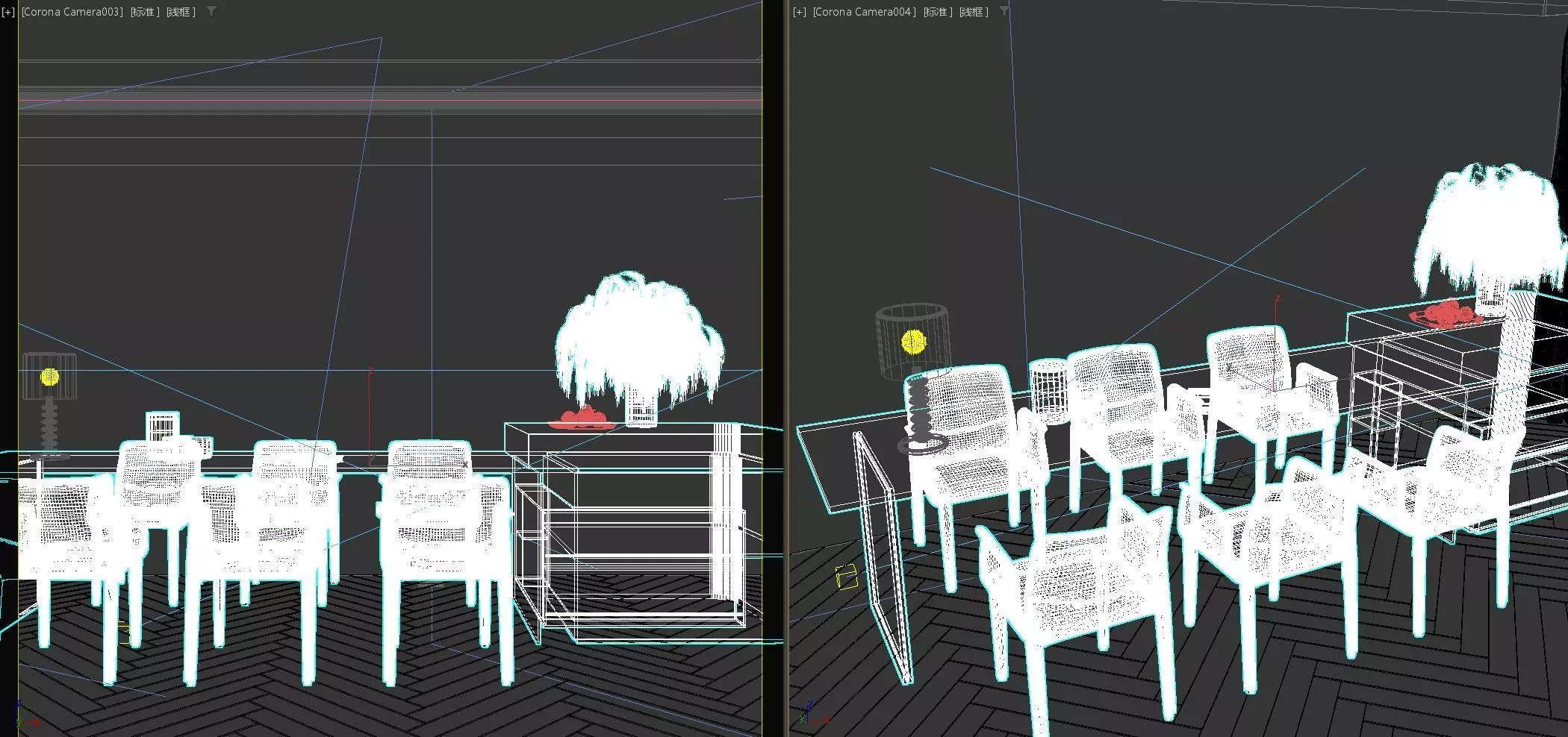 Island table and chairs 3D model_3