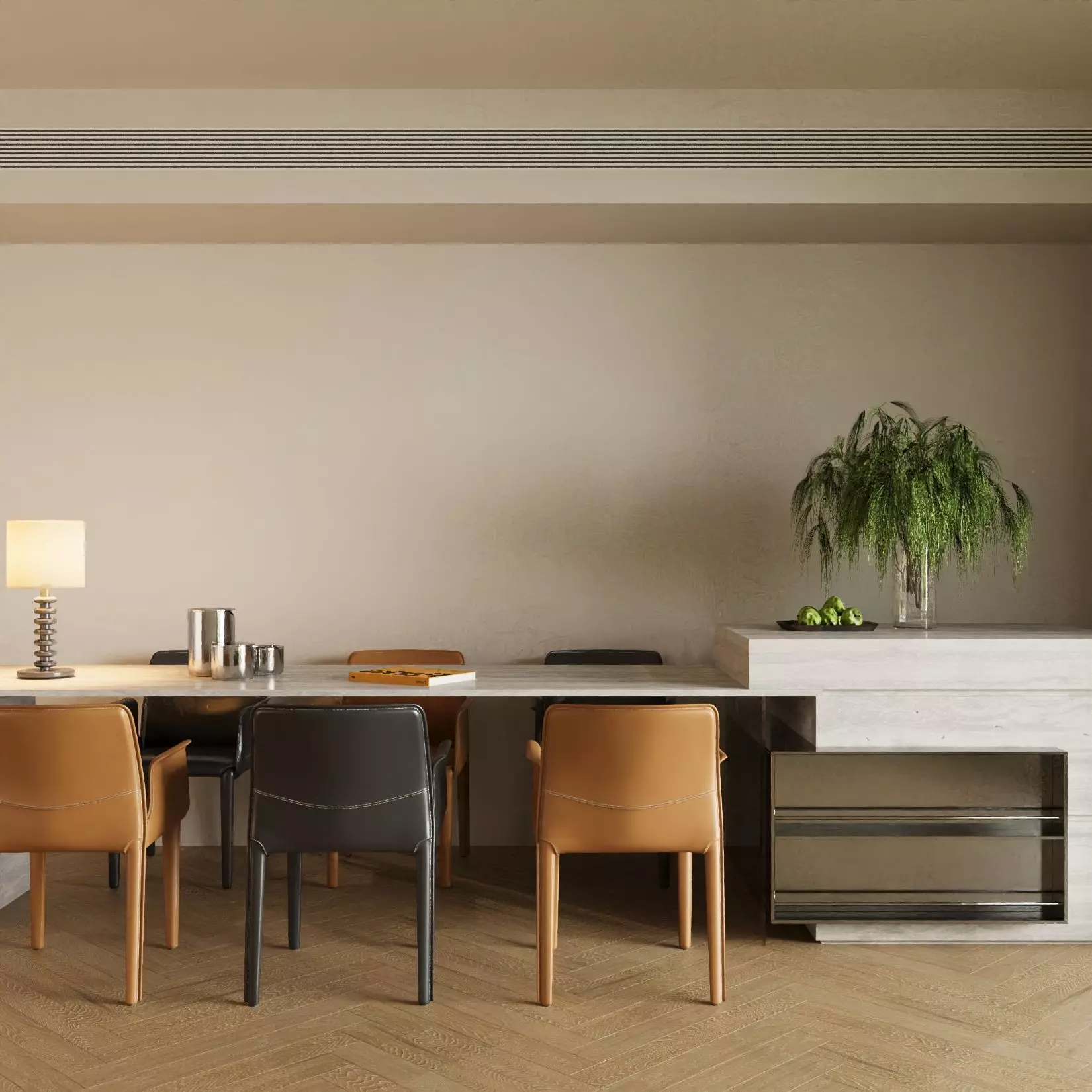 Island table and chairs 3D model_2