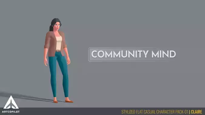 Stylized Flat Casual Character Pack-01 - CLAIRE