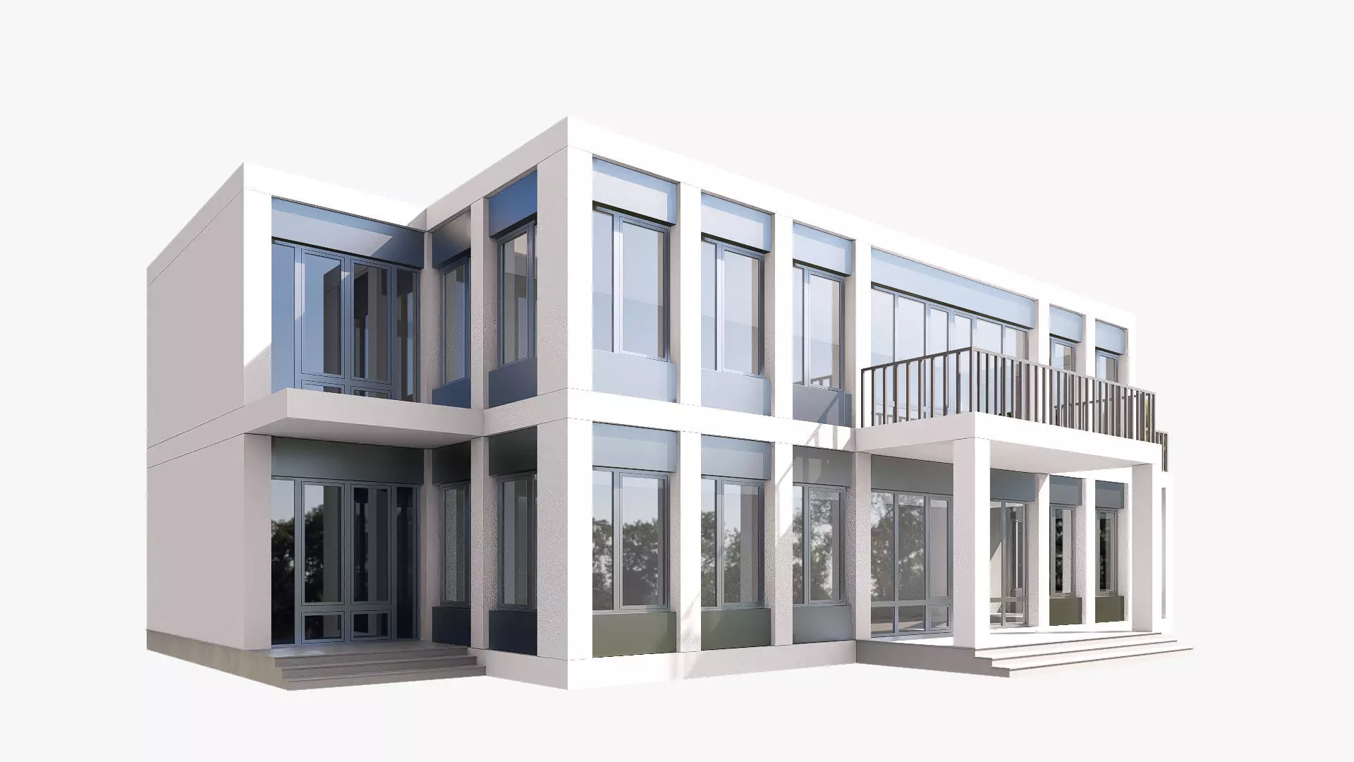 administrative building Low-poly 3D model_3