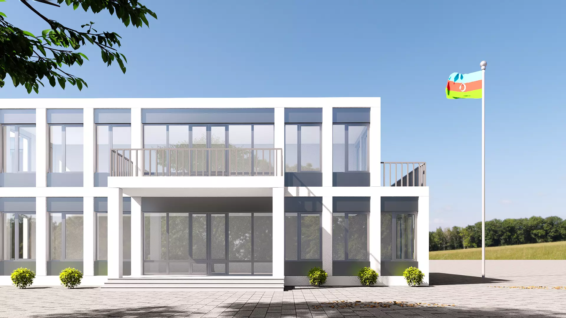 administrative building Low-poly 3D model_4