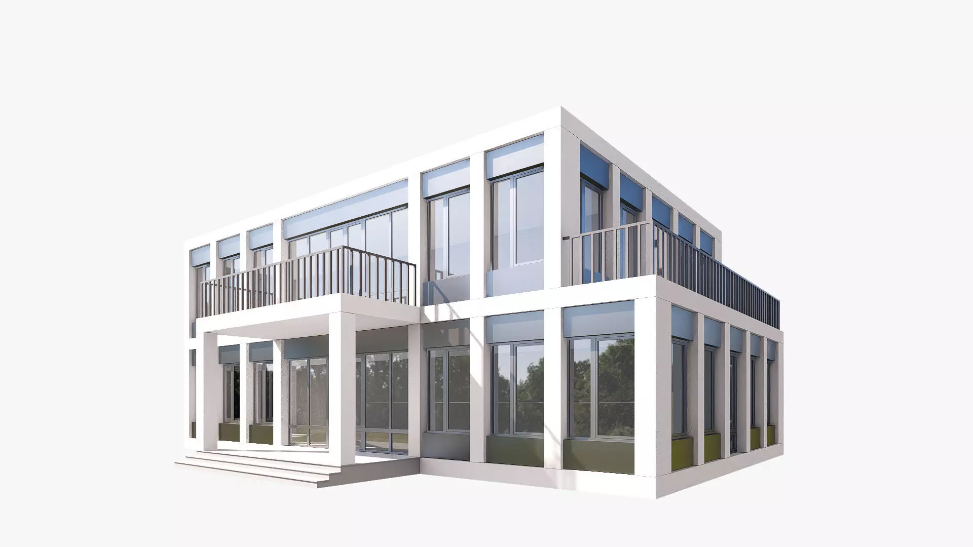 administrative building Low-poly 3D model_0