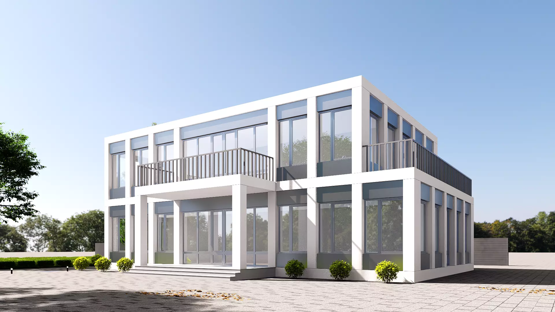 administrative building Low-poly 3D model_2