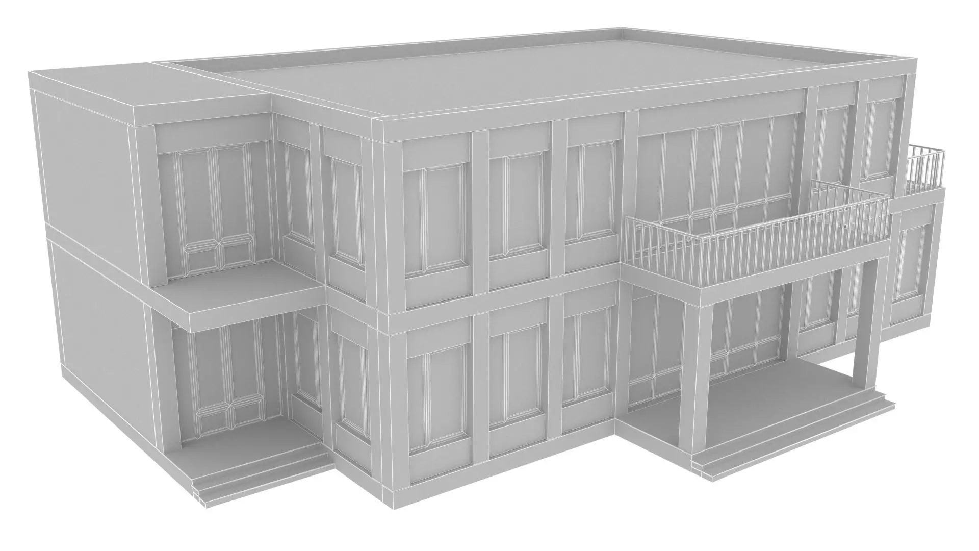administrative building Low-poly 3D model_8