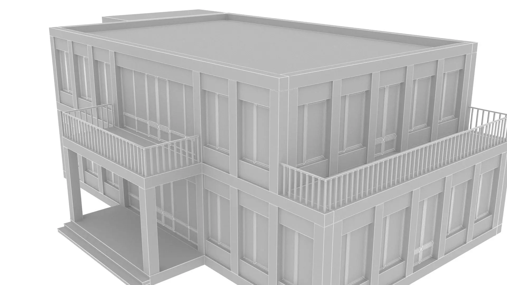 administrative building Low-poly 3D model_7