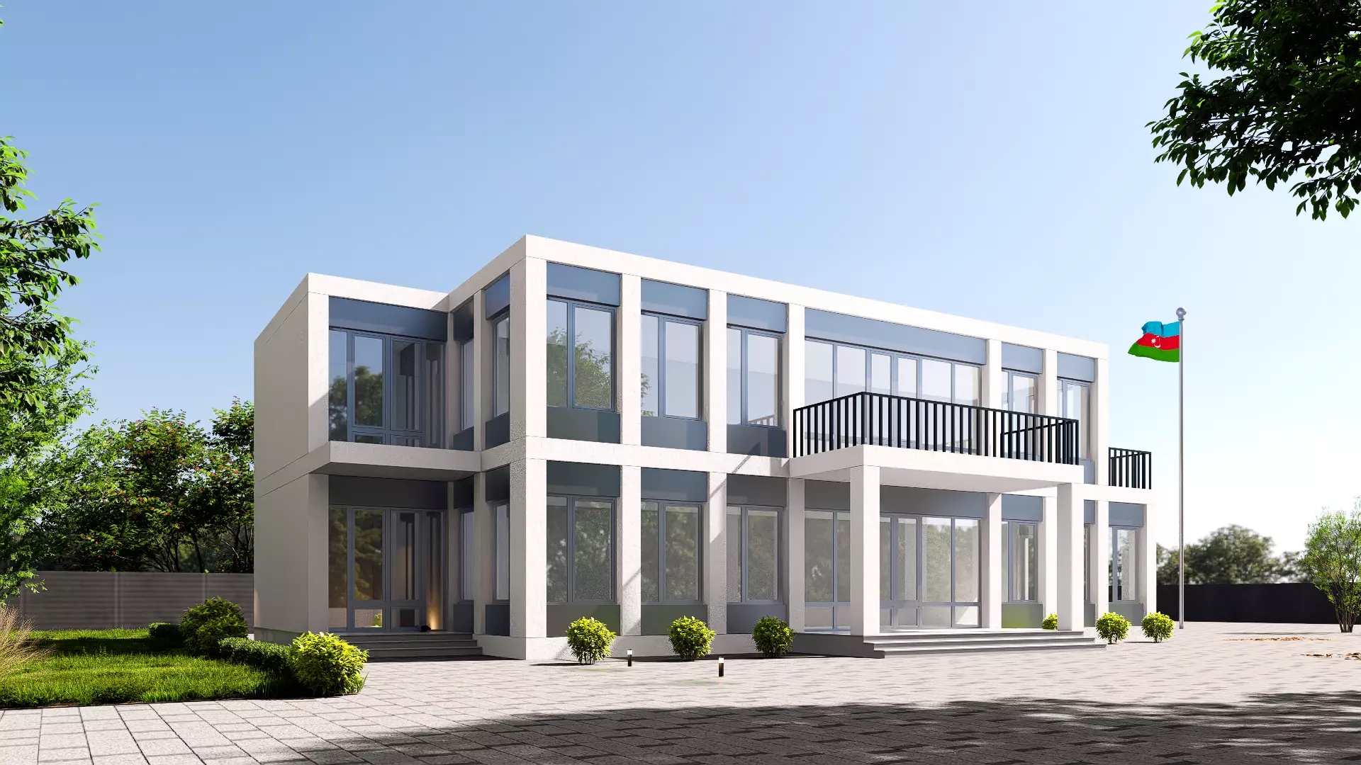 administrative building Low-poly 3D model_5