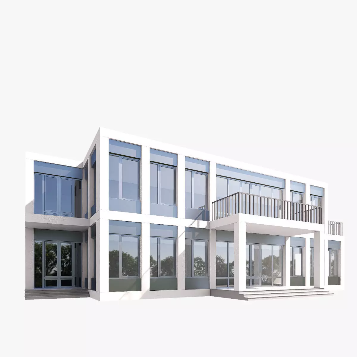 administrative building Low-poly 3D model_6