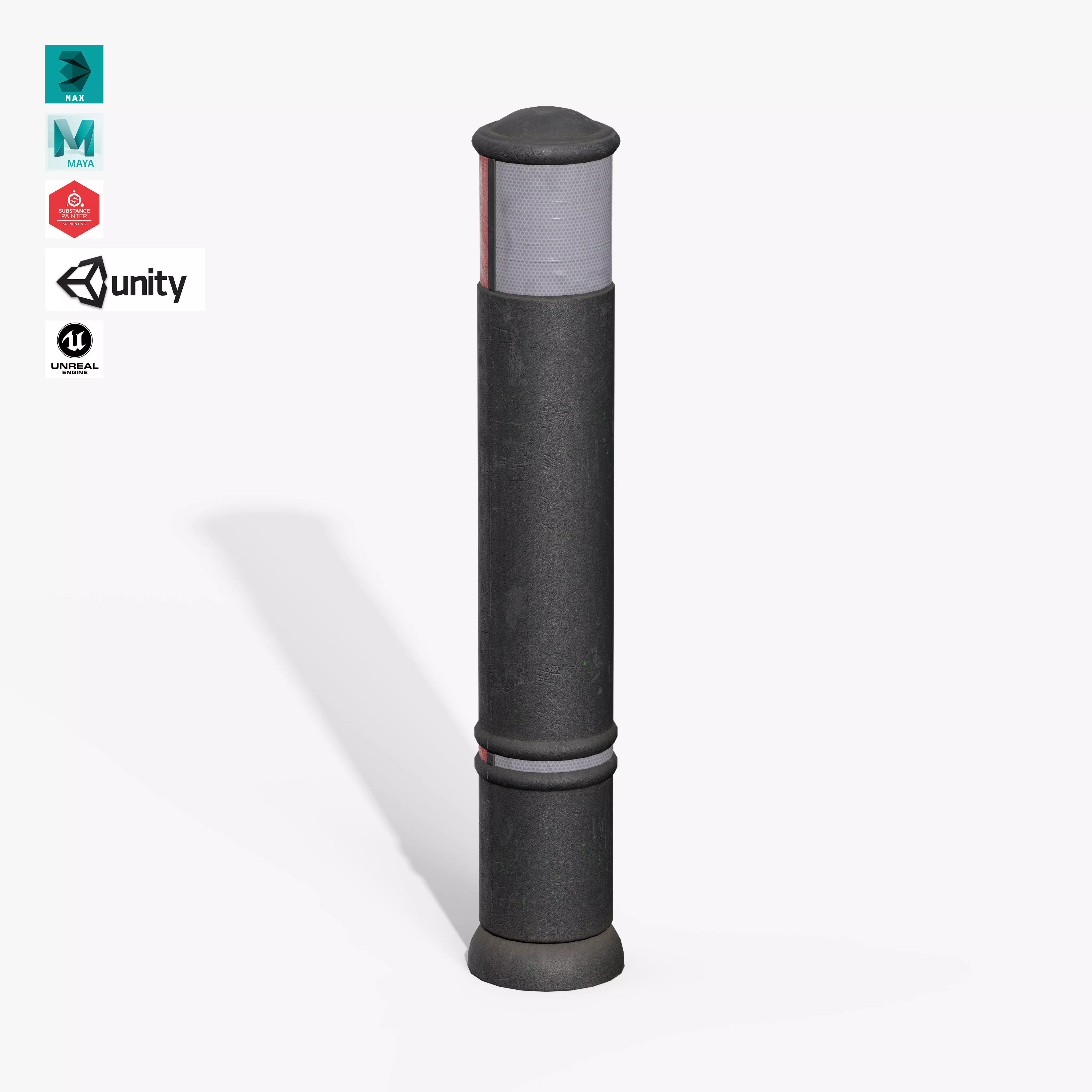 Traffic Bollard A Low-poly 3D model_0
