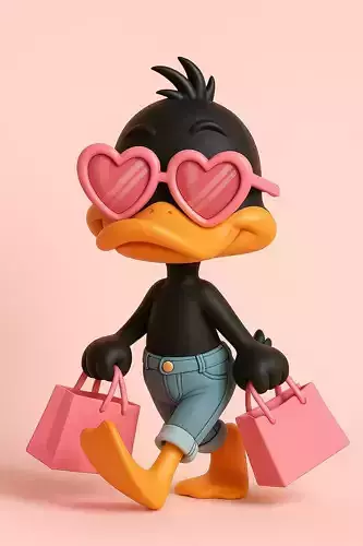 Daffy Duck on Shopping 3D print model