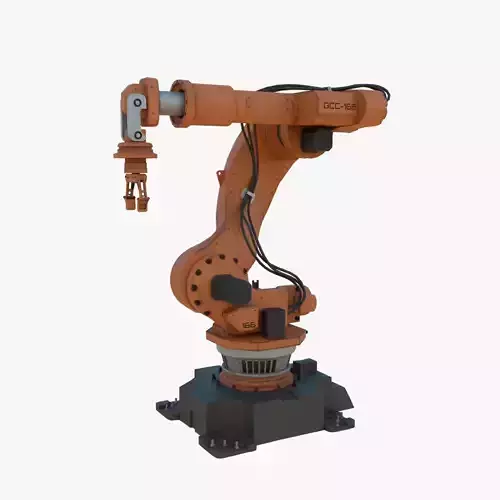 Industrial Robot Arm Orange Rusty