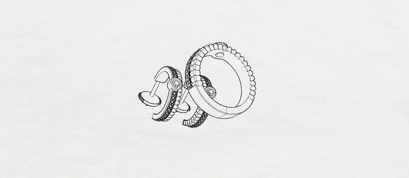 BOUCHERON Ring and Earrings 3D print model_11