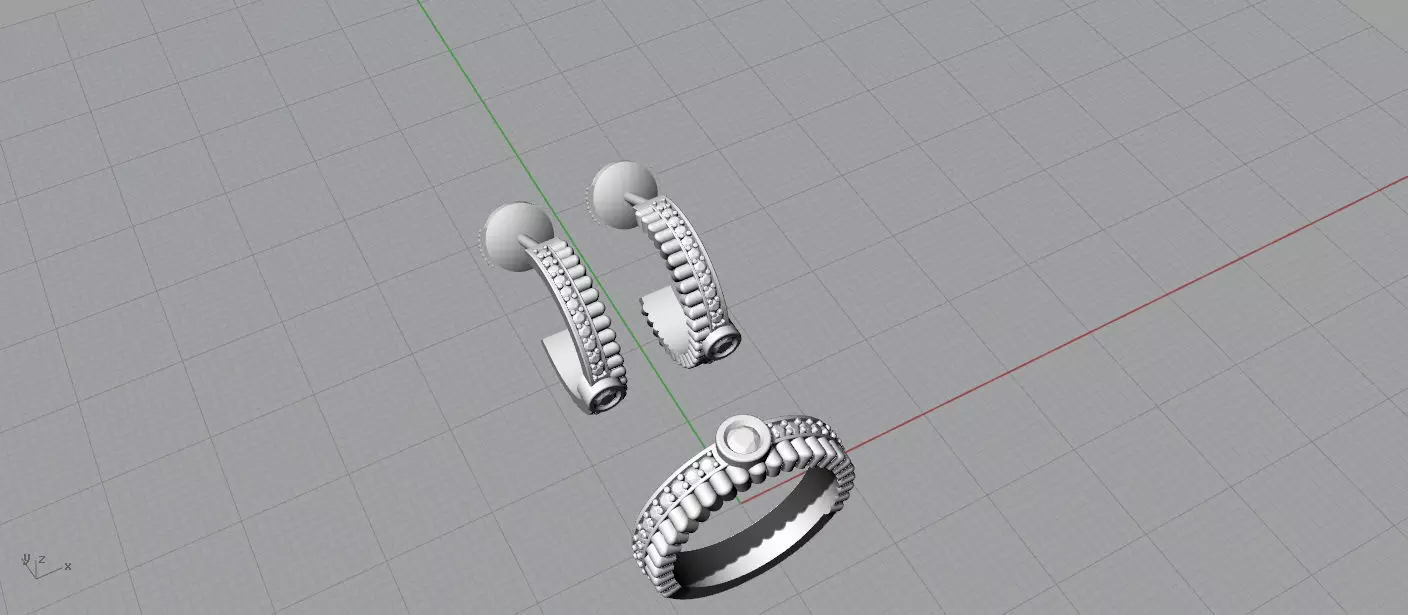 BOUCHERON Ring and Earrings 3D print model_7