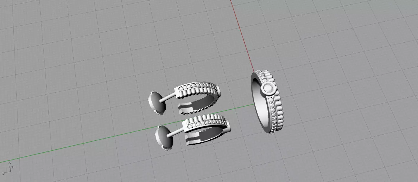 BOUCHERON Ring and Earrings 3D print model_6