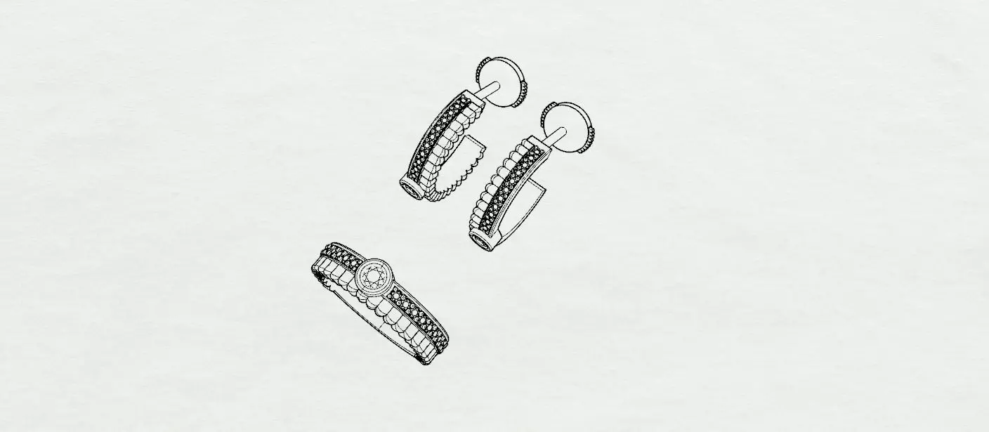 BOUCHERON Ring and Earrings 3D print model_9