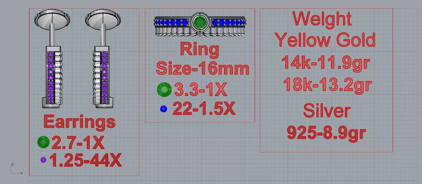 BOUCHERON Ring and Earrings 3D print model_3