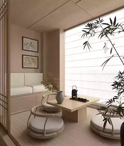 Japanese - style tatami tea room 