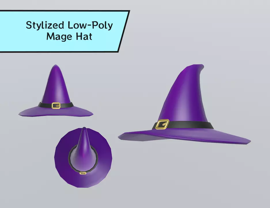 Stylized Low-Poly Mage Hat Low-poly 3D model_0