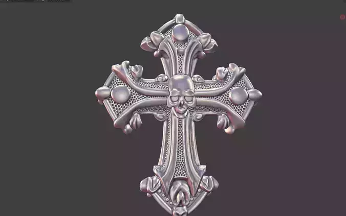 gothic style christian skull cross ring silver v3