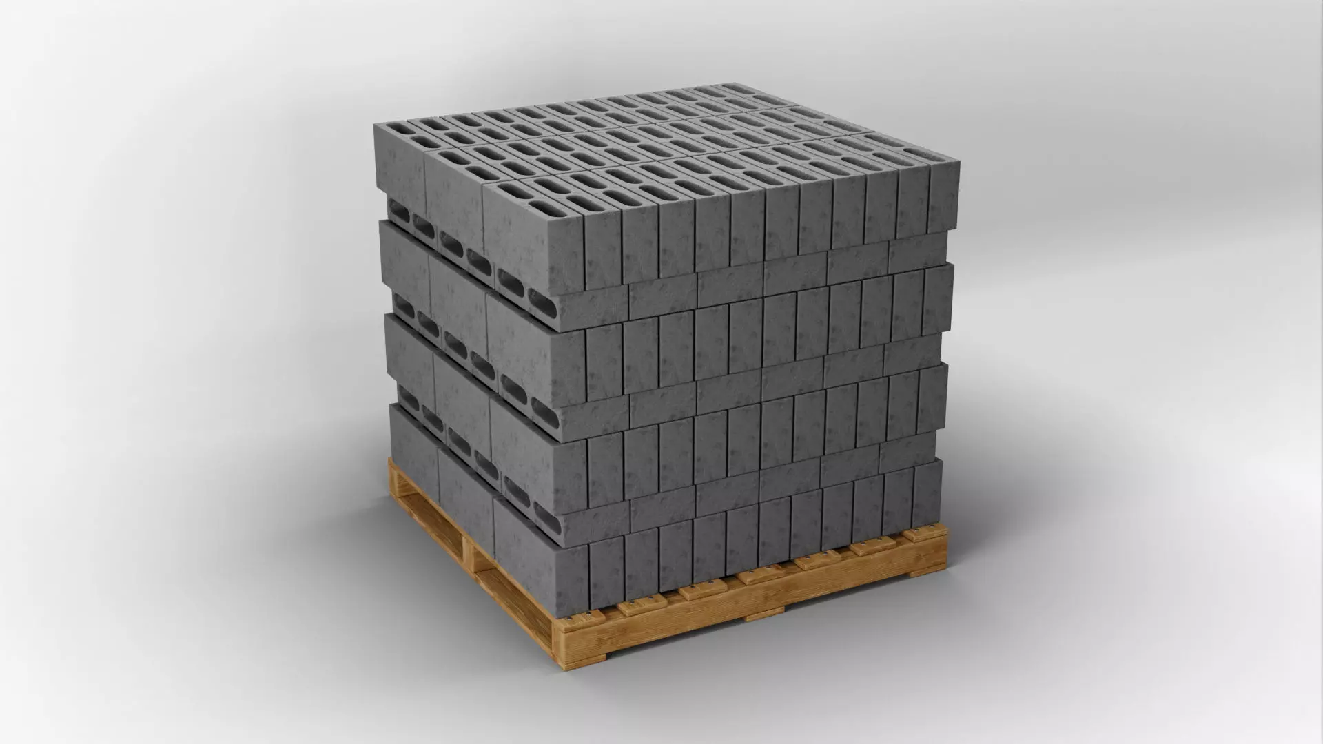 Wooden Pallet with Bricks 1 3D model
