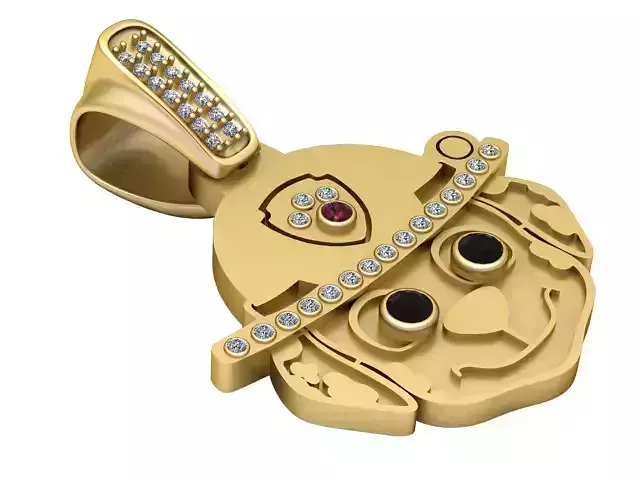 3D Printable Dog Medallion with Helmet