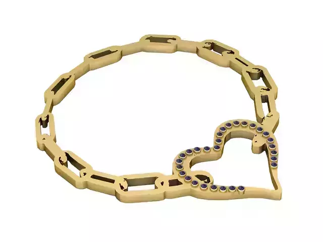  3D Printable Heart and Chain Bracelet