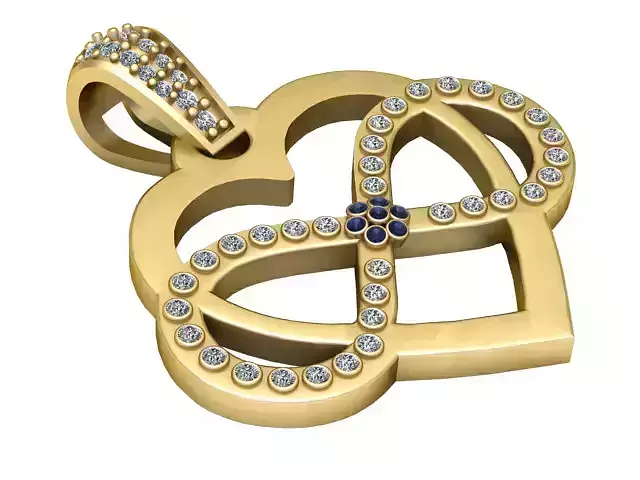 Hearts Sapphire Pendant 3D PRINTABLE MODEL