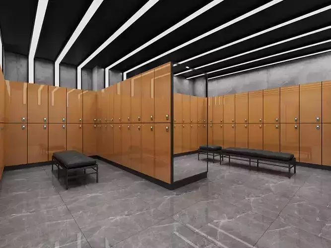 Modern Gym Locker Room Low-poly