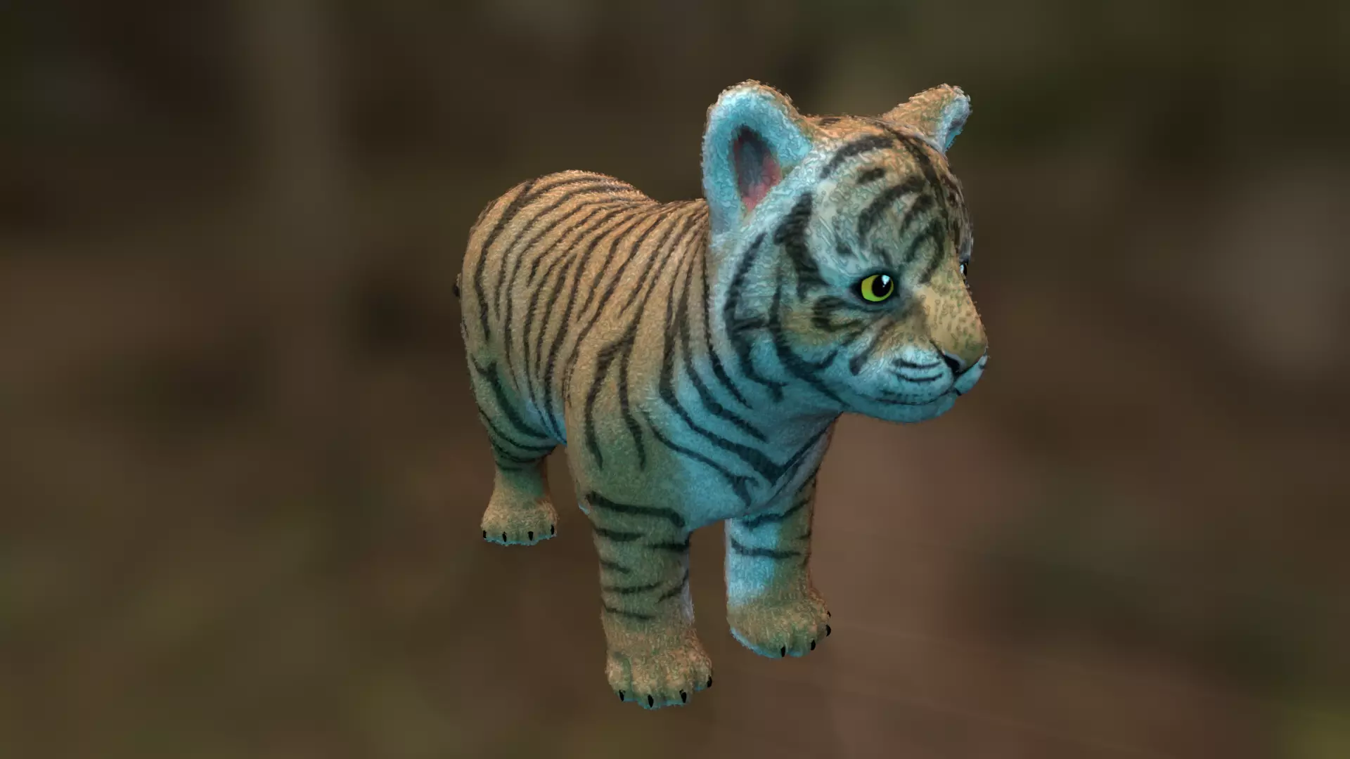 Tiger cub Low-poly 3D model_1