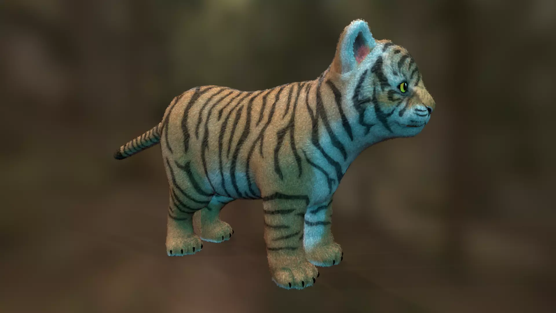 Tiger cub Low-poly 3D model_0
