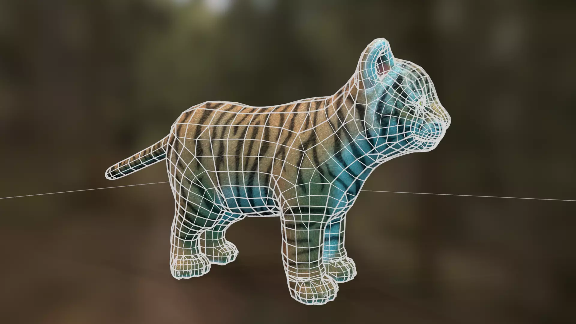 Tiger cub Low-poly 3D model_5