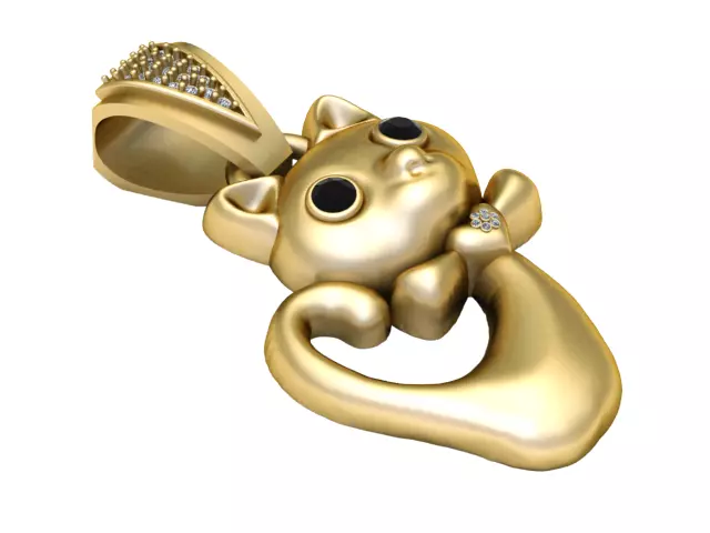 3D Printable Playful Cat Pendant 3D print model