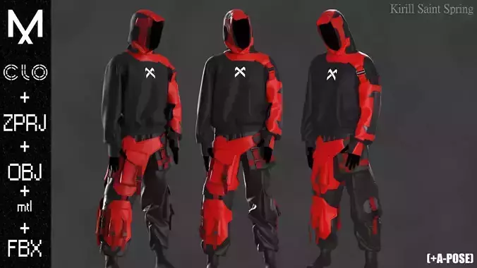 Outfit Male Marvelous designer Clo3d OBJ mtl FBX ZPRJ 