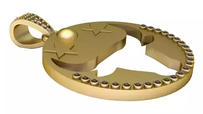 Crescent fish pendant 3D PRINTABLE  MODEL