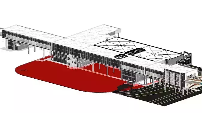 AIRPORT TERMINAL ARCHITECTURAL FURNISHED  REVIT MODEL FURNISHED  3D model