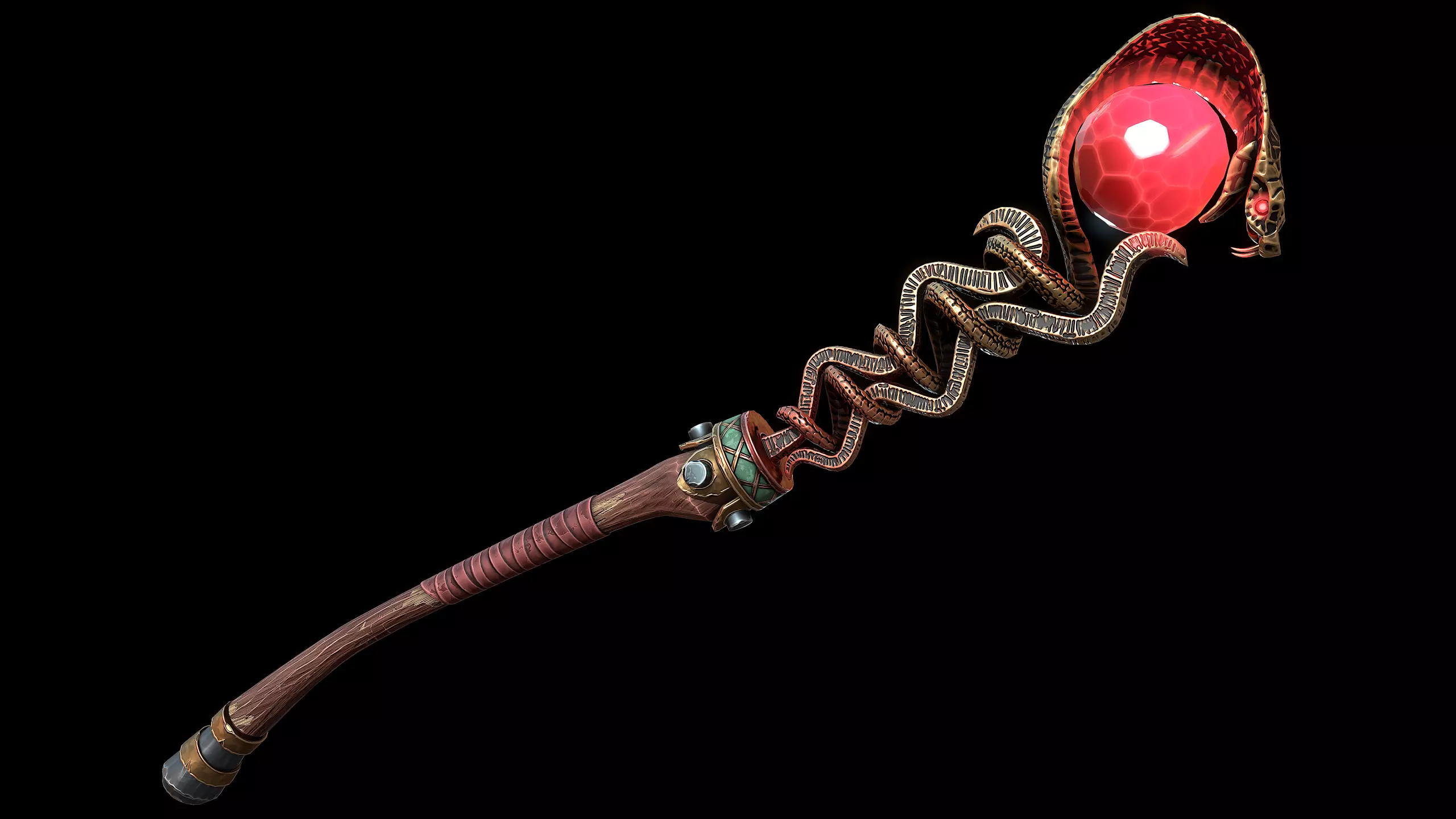 Serpent Staff Low-poly 3D model_4