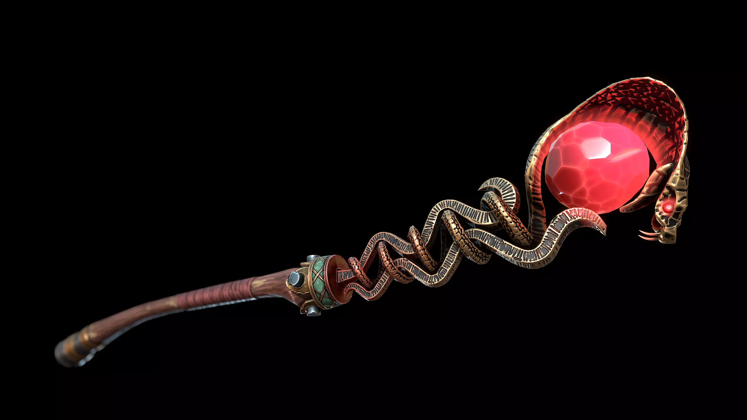 Serpent Staff Low-poly 3D model_7