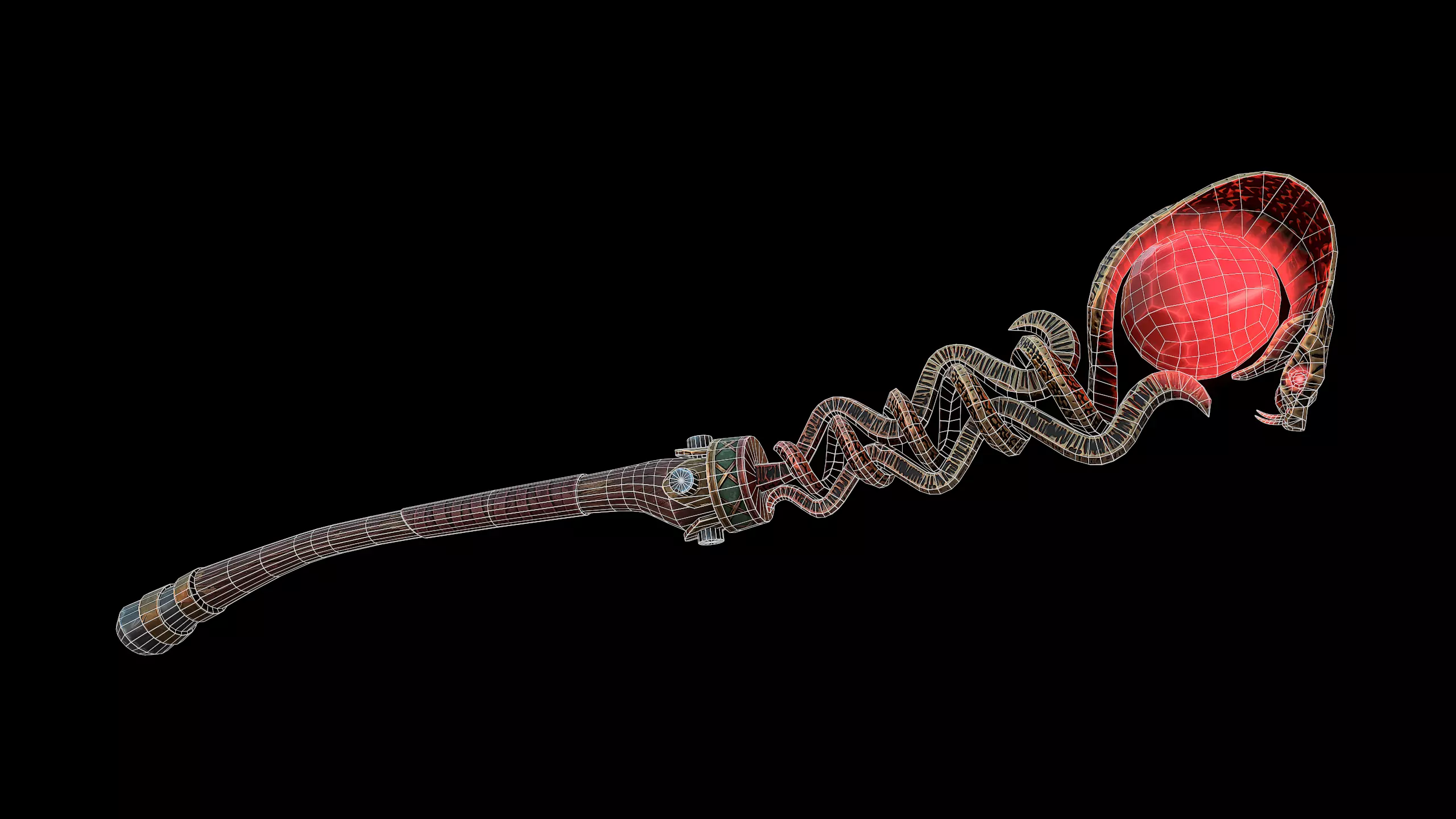 Serpent Staff Low-poly 3D model_9