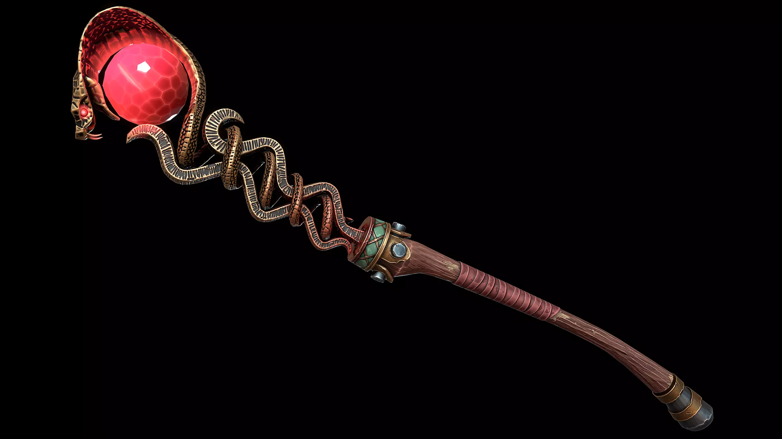 Serpent Staff Low-poly 3D model_3