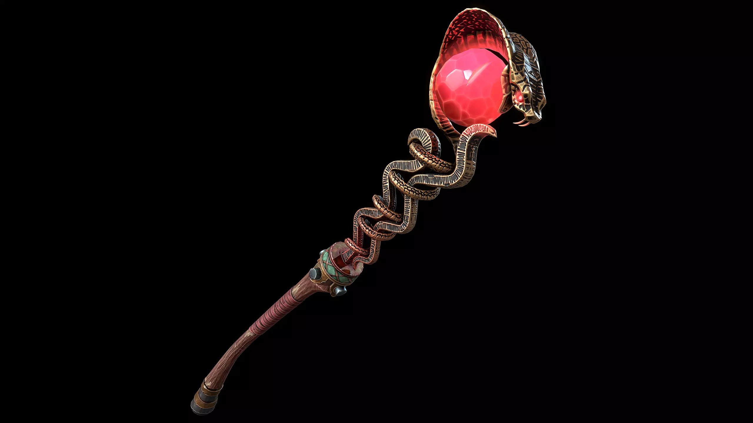Serpent Staff Low-poly 3D model_8