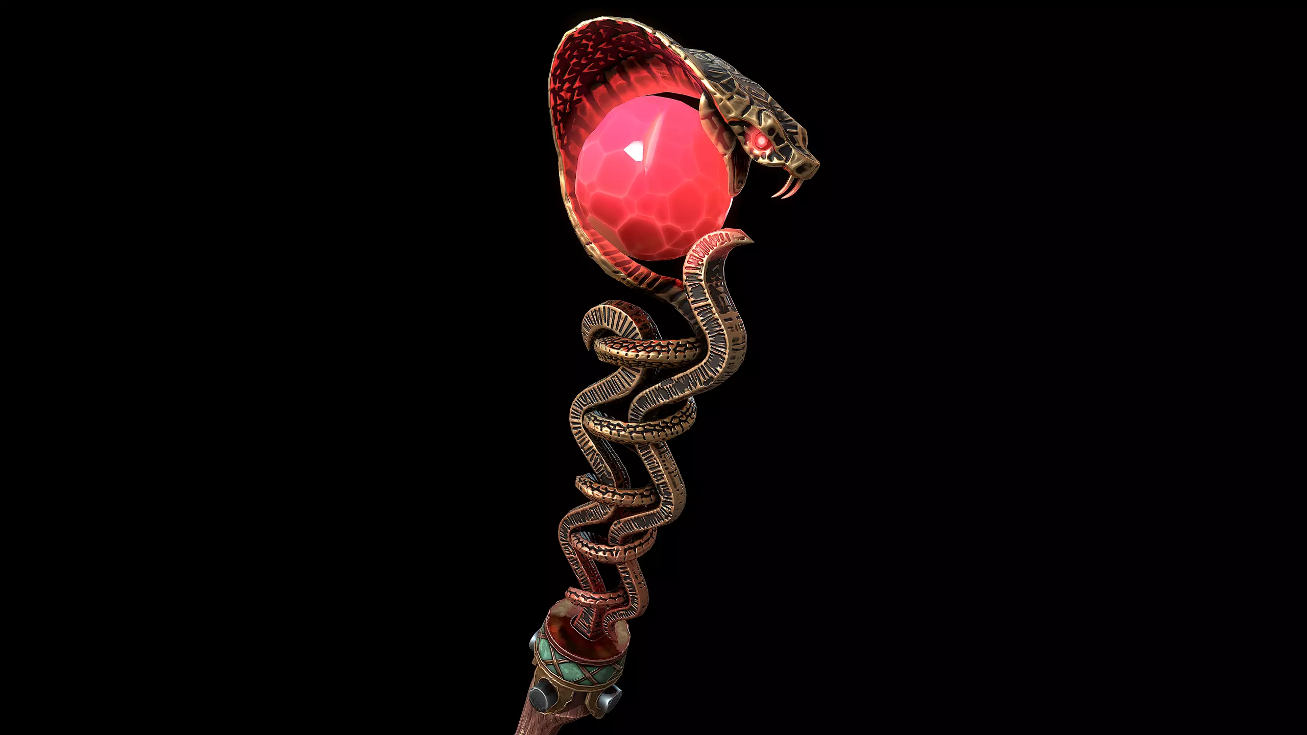 Serpent Staff Low-poly 3D model_5