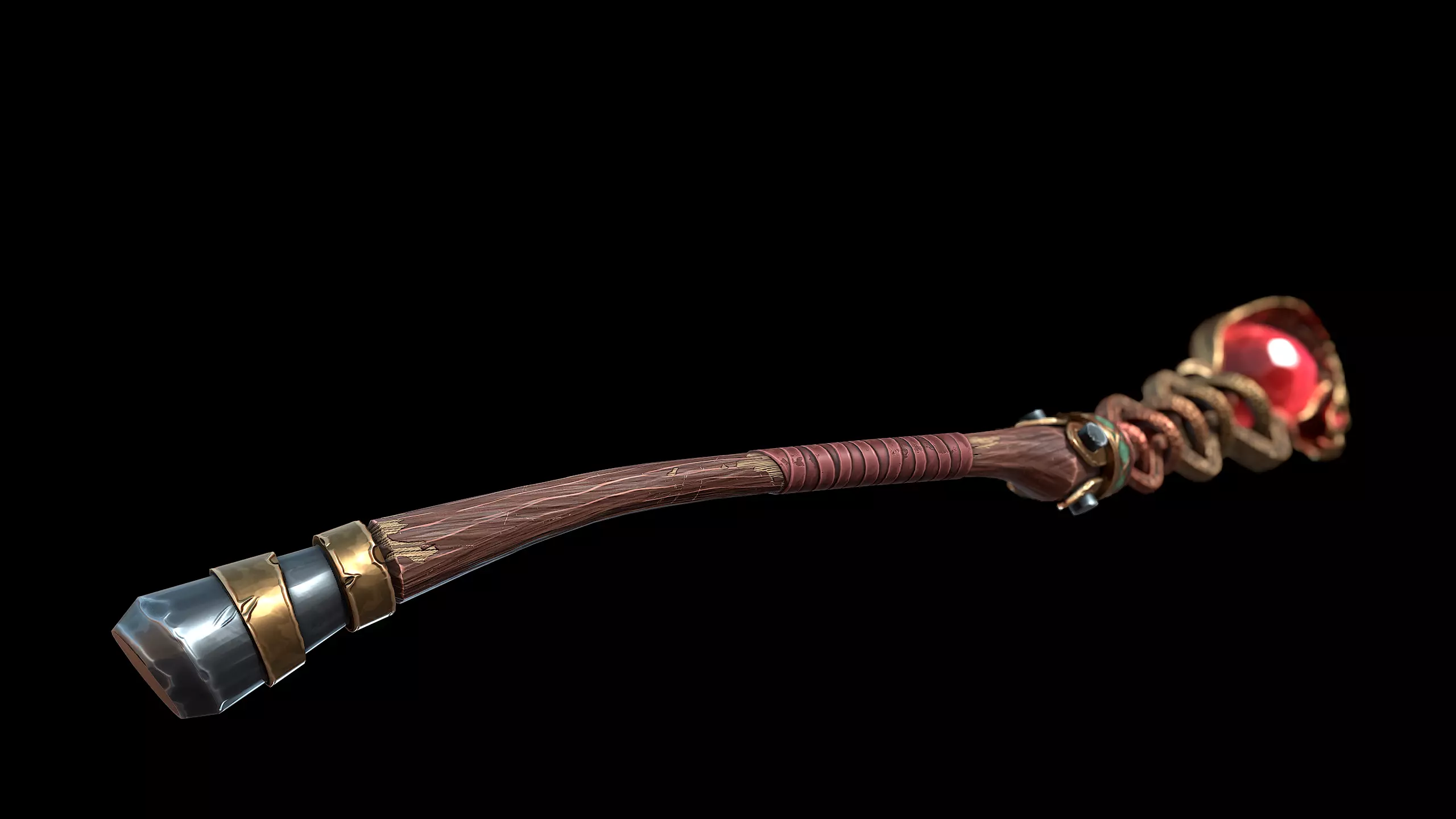 Serpent Staff Low-poly 3D model_6
