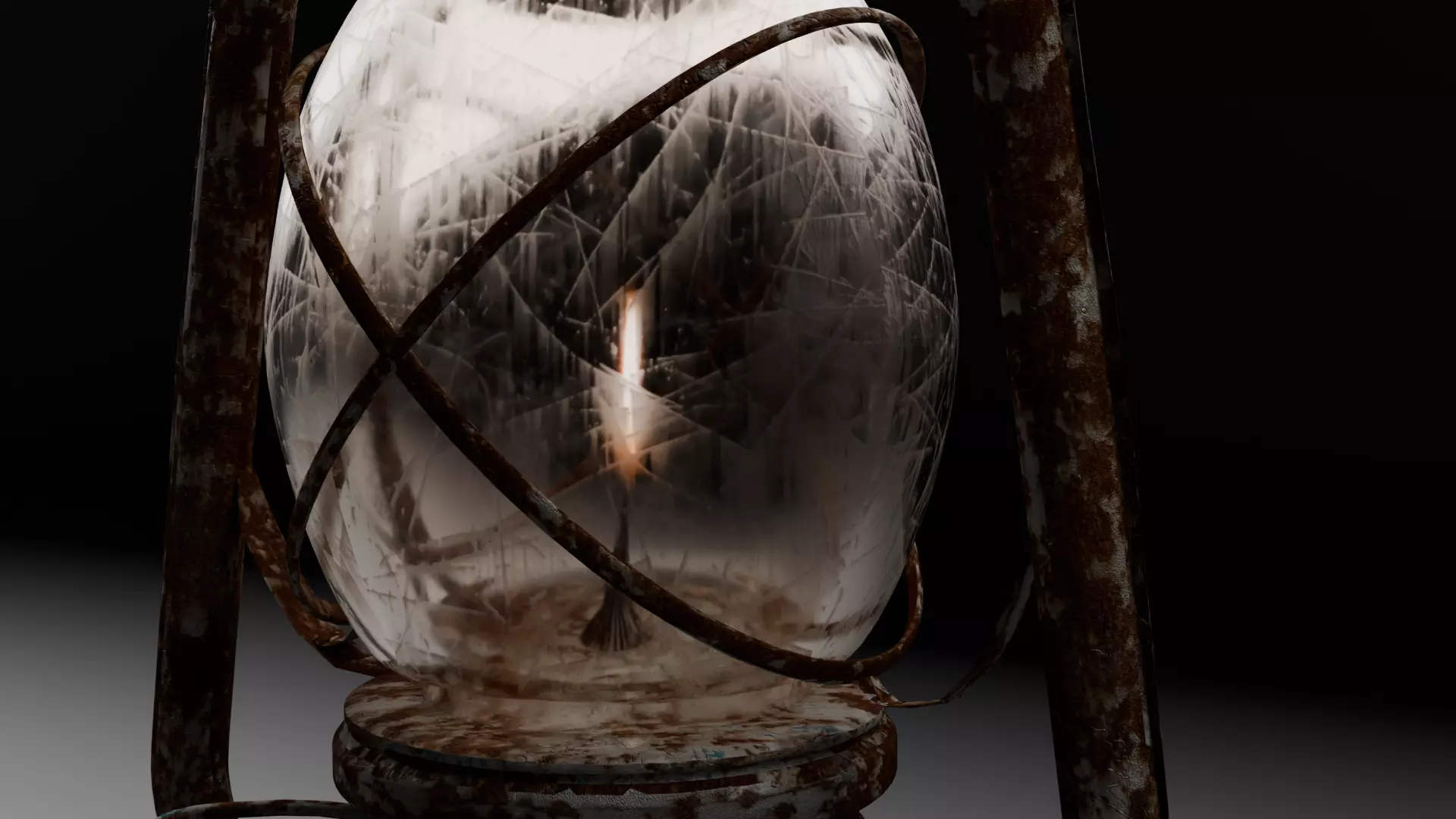 Old Rusty Kerosene Lantern Low Poly 3D  Game Ready  VR   AR Low-poly 3D model_6