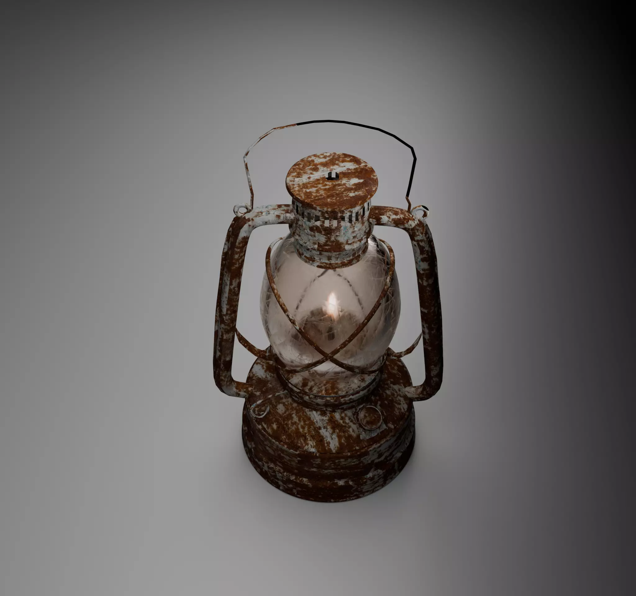 Old Rusty Kerosene Lantern Low Poly 3D  Game Ready  VR   AR Low-poly 3D model_4