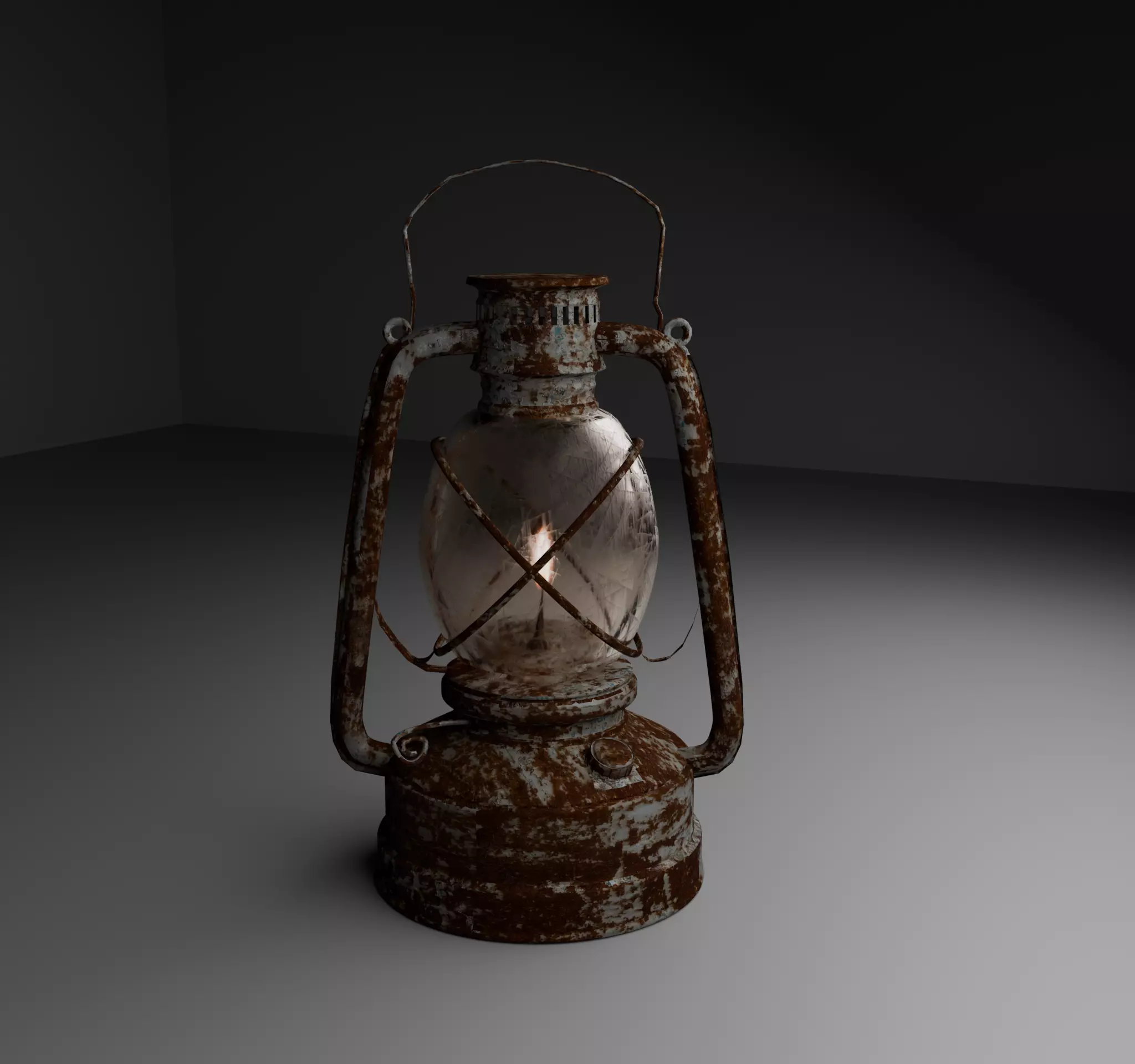 Old Rusty Kerosene Lantern Low Poly 3D  Game Ready  VR   AR Low-poly 3D model_2