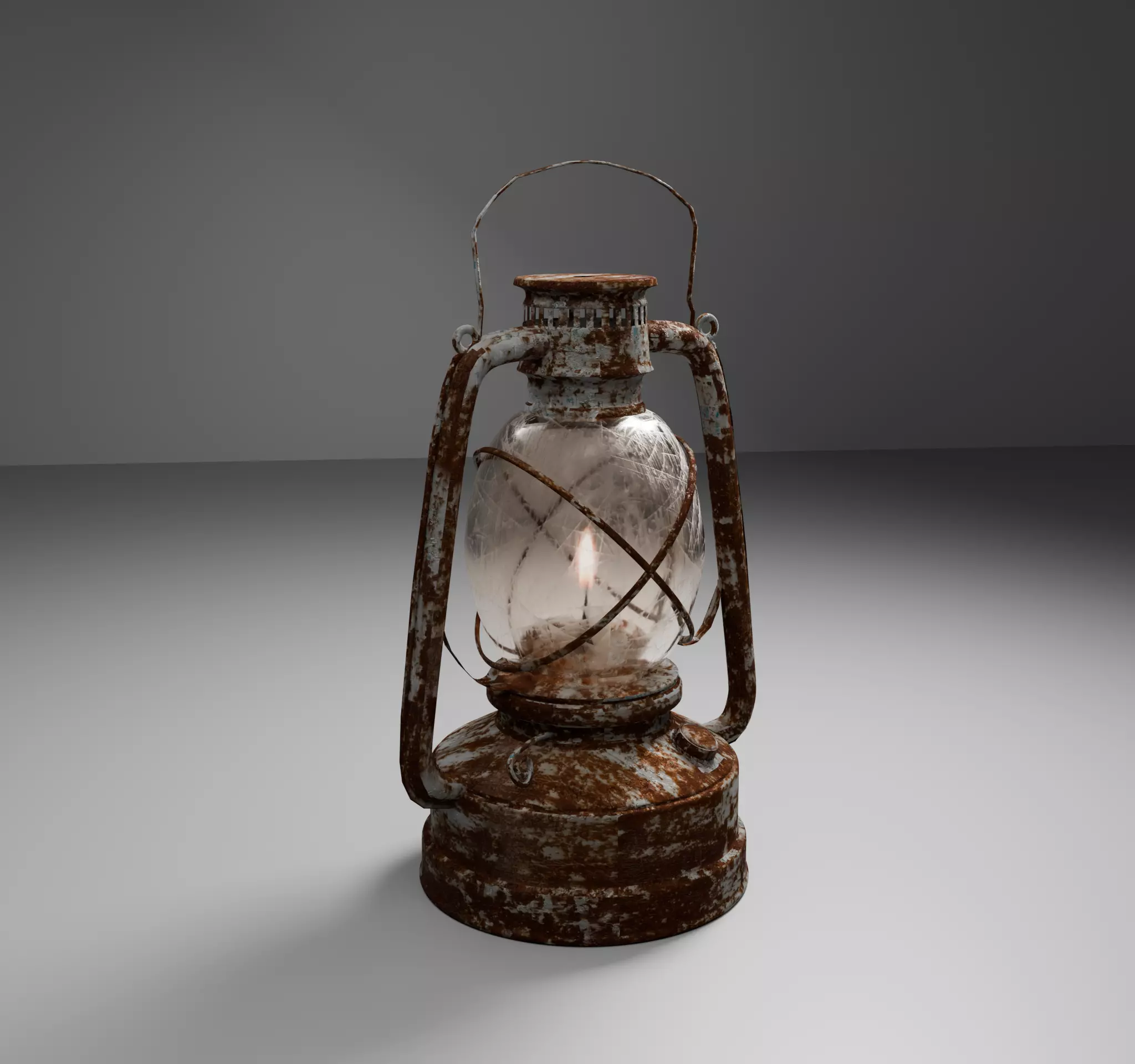 Old Rusty Kerosene Lantern Low Poly 3D  Game Ready  VR   AR Low-poly 3D model_0