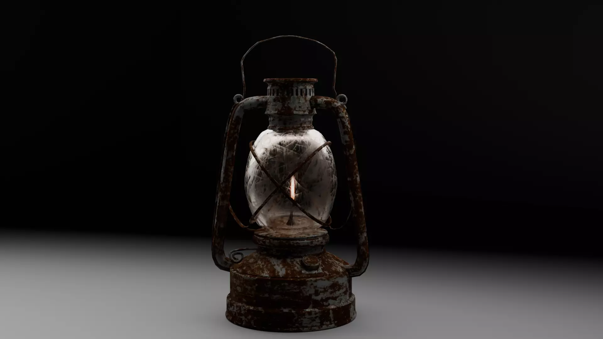 Old Rusty Kerosene Lantern Low Poly 3D  Game Ready  VR   AR Low-poly 3D model_1
