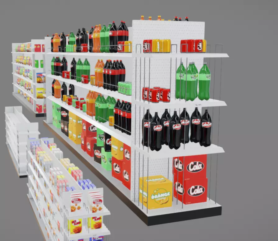 Supermarket Stands Low-poly 3D model_4